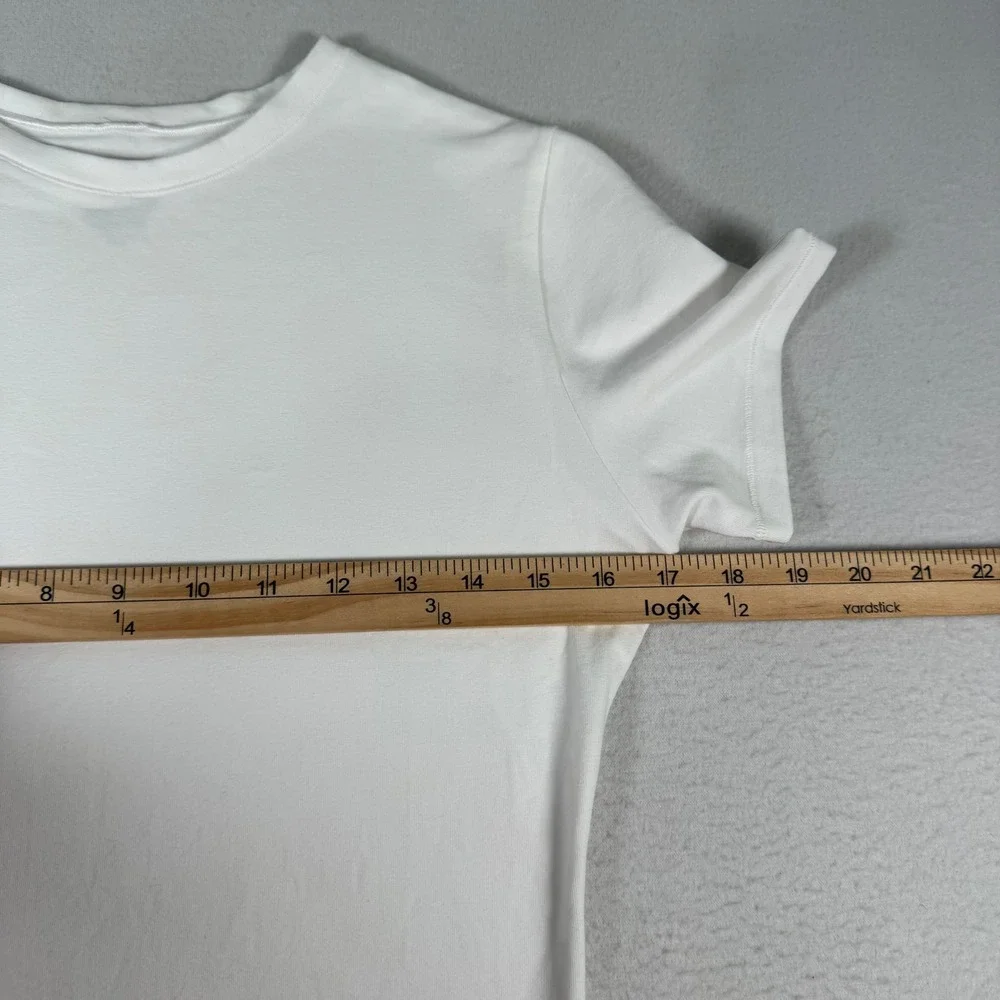 Quince Bodysuit Women M‎ White Organic Cotton Minimalist Stretch Layering Top - Picture 5 of 7
